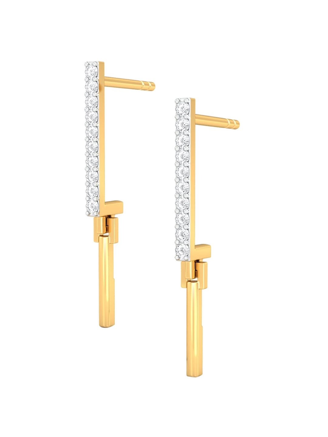 

MELORRA Stripe Tease Rhodium-Plated 18KT Gold Diamond Earrings-2.26gm