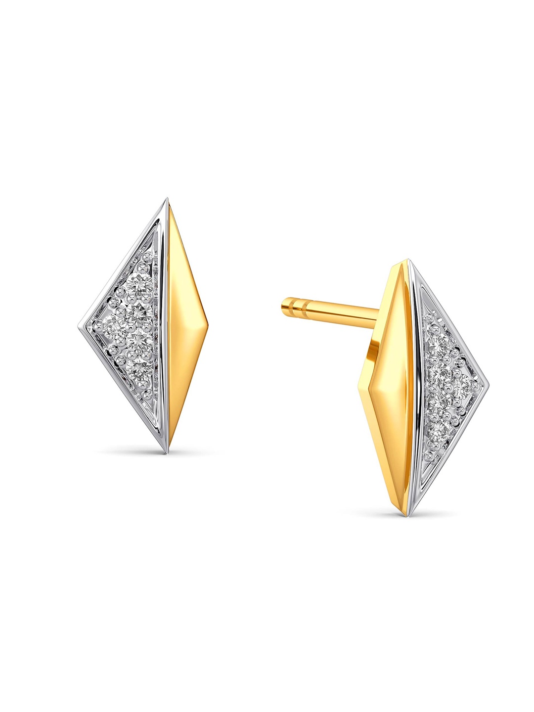 

MELORRA Edgy Entre Rhodium-Plated 18KT Gold Diamond Stud Earrings-1.56gm