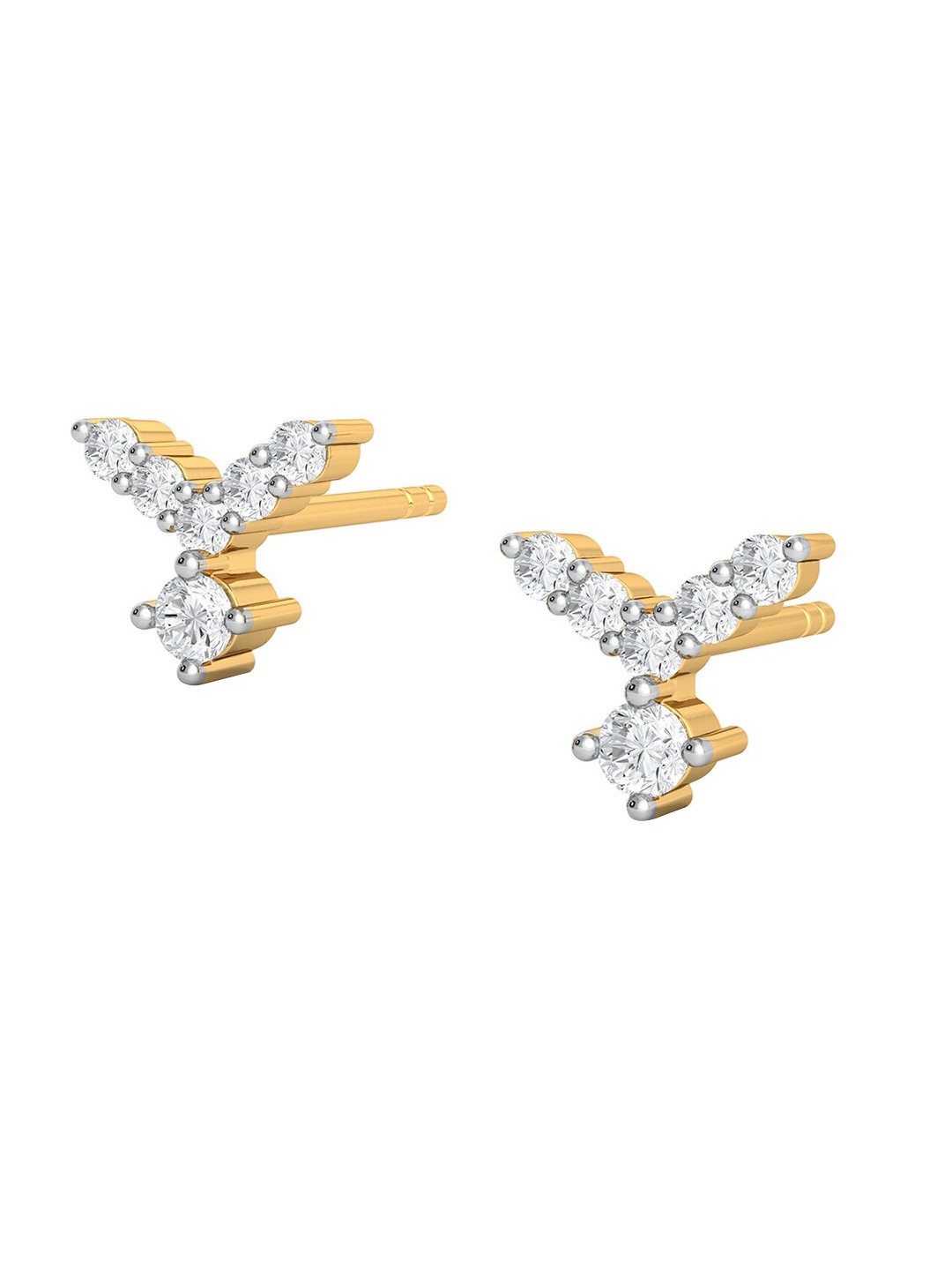 

MELORRA A Dot Plot Rhodium-Plated Diamond- Studded 18KT Gold Stud Earrings- 1.52 gm