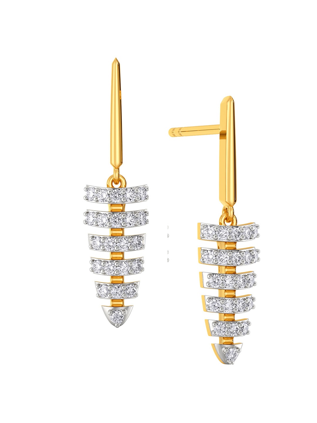 

MELORRA Swank Love Diamond-Studded Rhodium-Plated 18KT Gold Drop Earrings- 2.17 gm