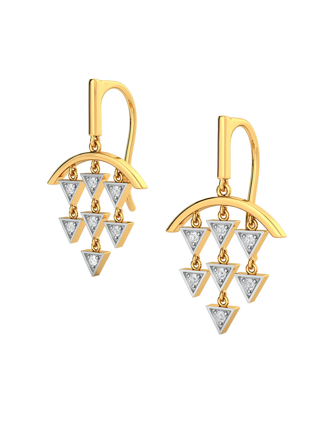 

Melorra Arrowhead Beams Rhodium plated 18KT Gold Diamond Earrings-4.17gm