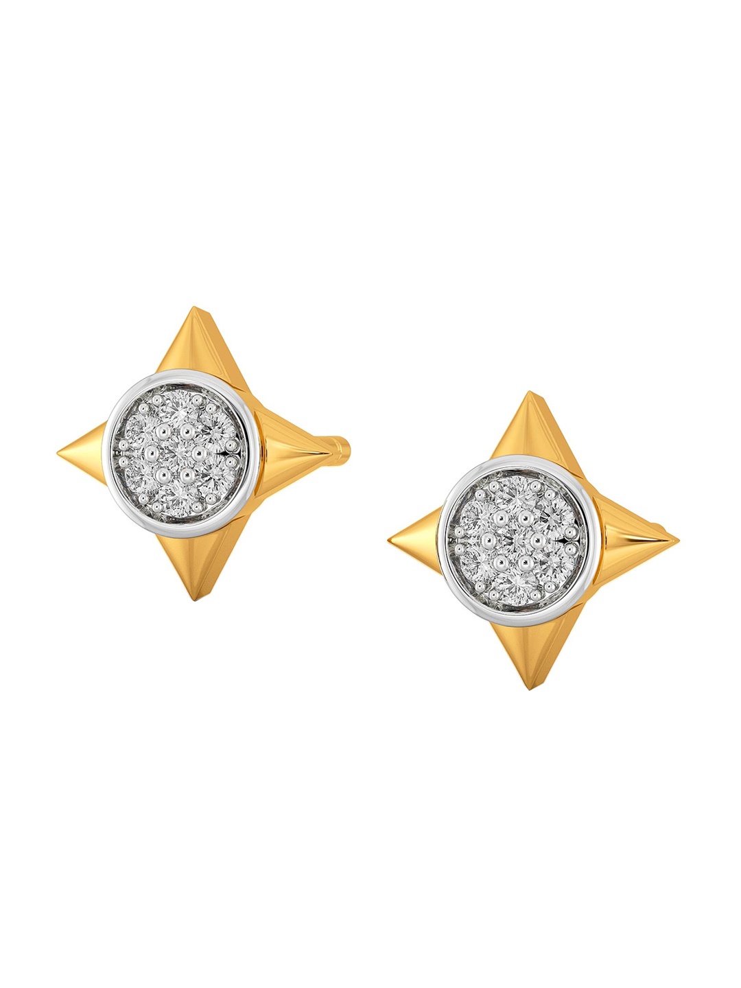 

MELORRA Poised Pair Rhodium-Plated 18KT Gold Diamond Stud Earrings-1.5gm