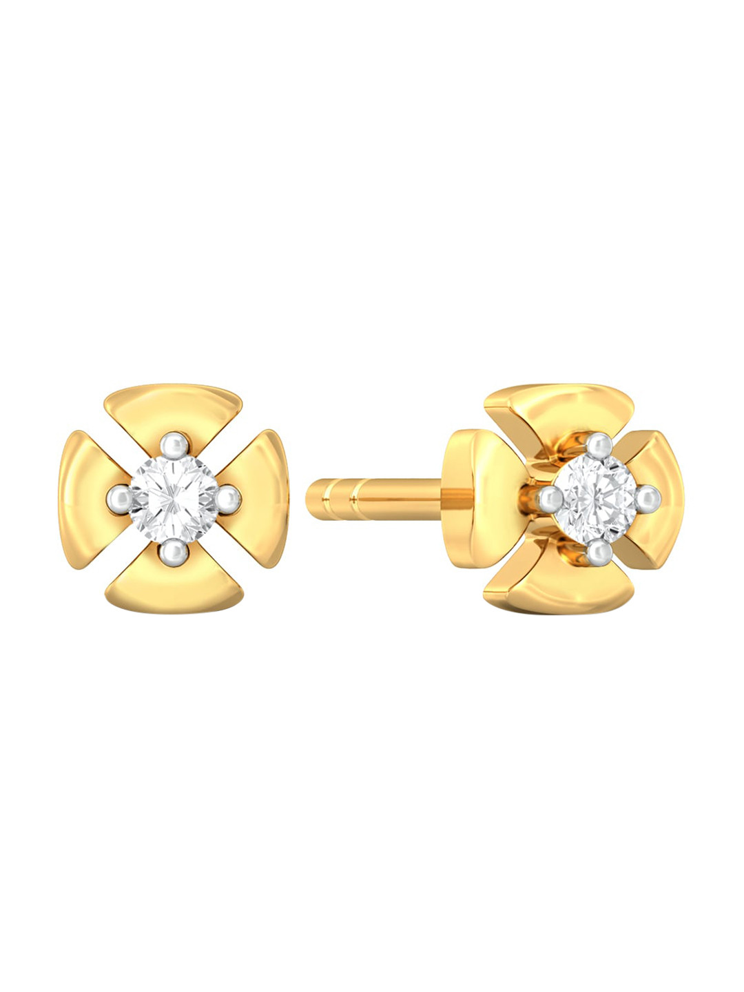 

MELORRA Petal Perfecto Rhodium-Plated Diamond-Studded 18KT Gold Stud Earrings - 1.17 gm