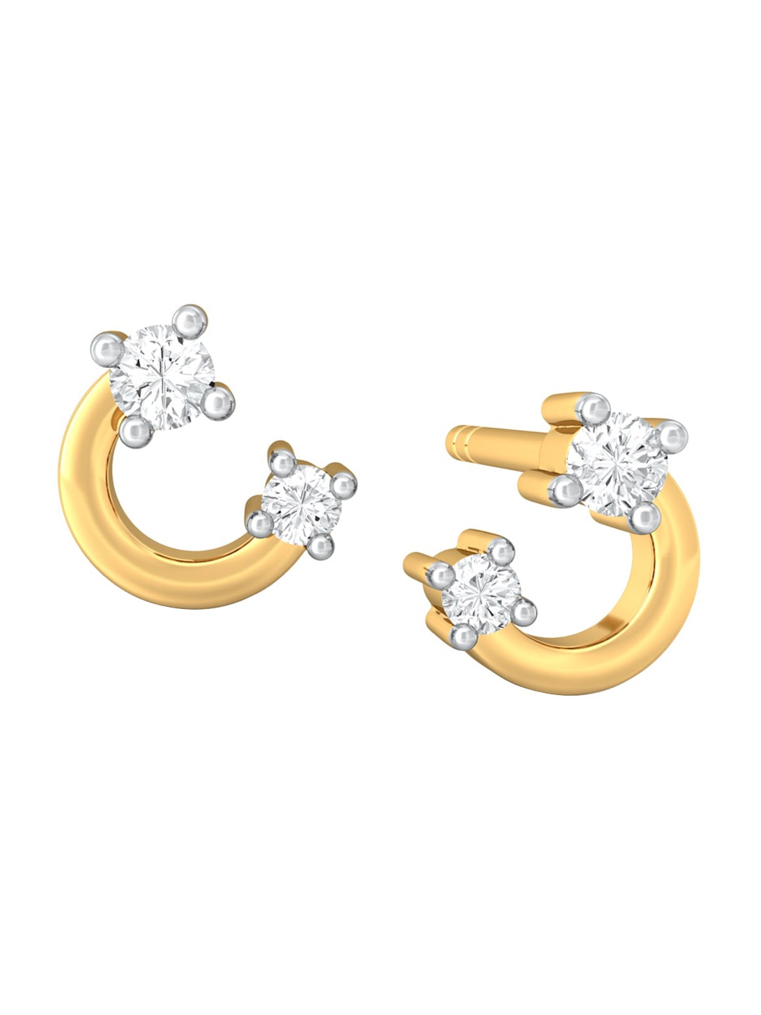 

MELORRA Arc Attack Rhodium-Plated Diamond Studded 18KT Gold Earrings - 0.96 gm