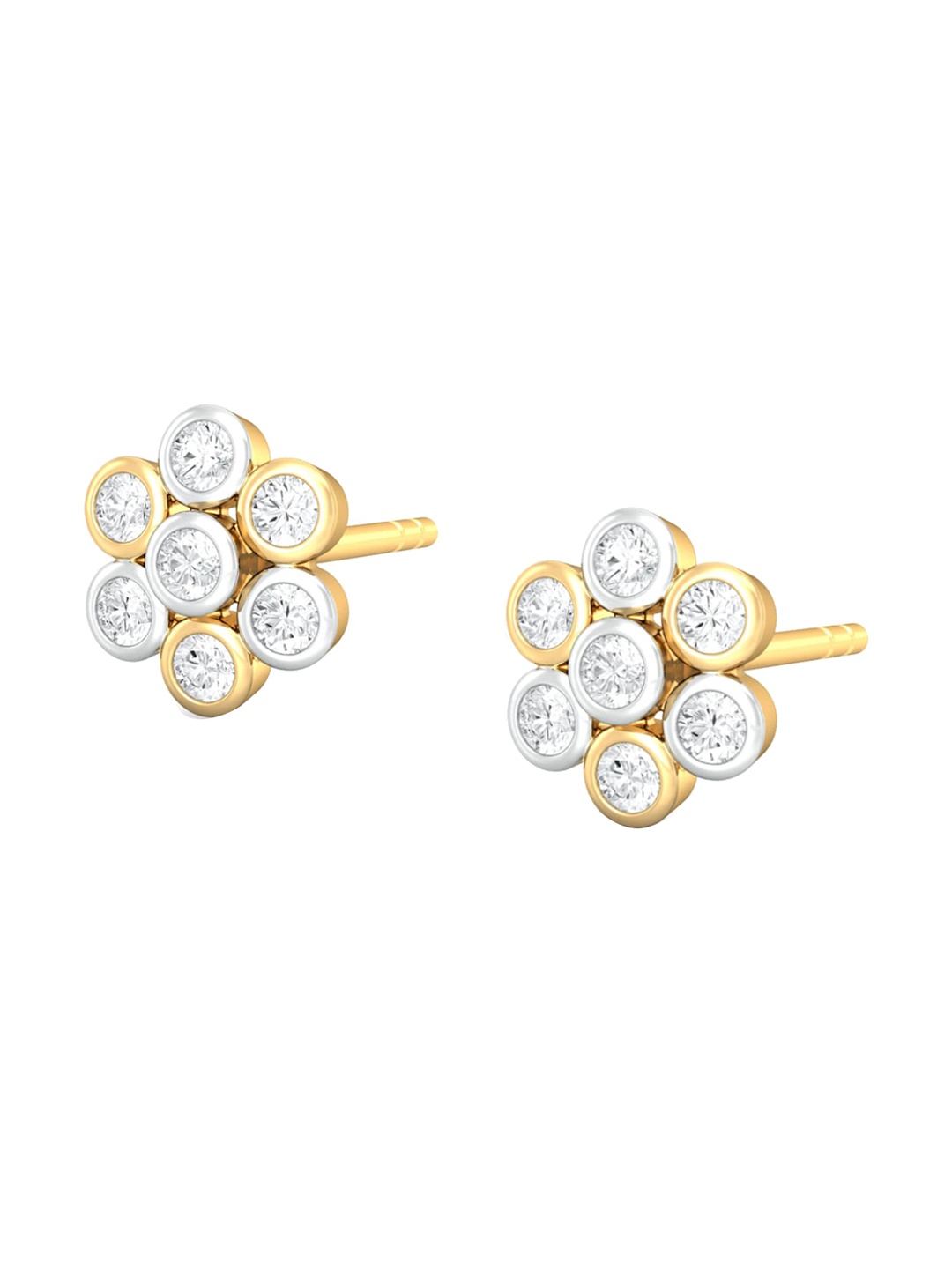 

MELORRA Star Light Star Bright 18KT Gold & White Gold Diamond Stud Earrings-1.47gm