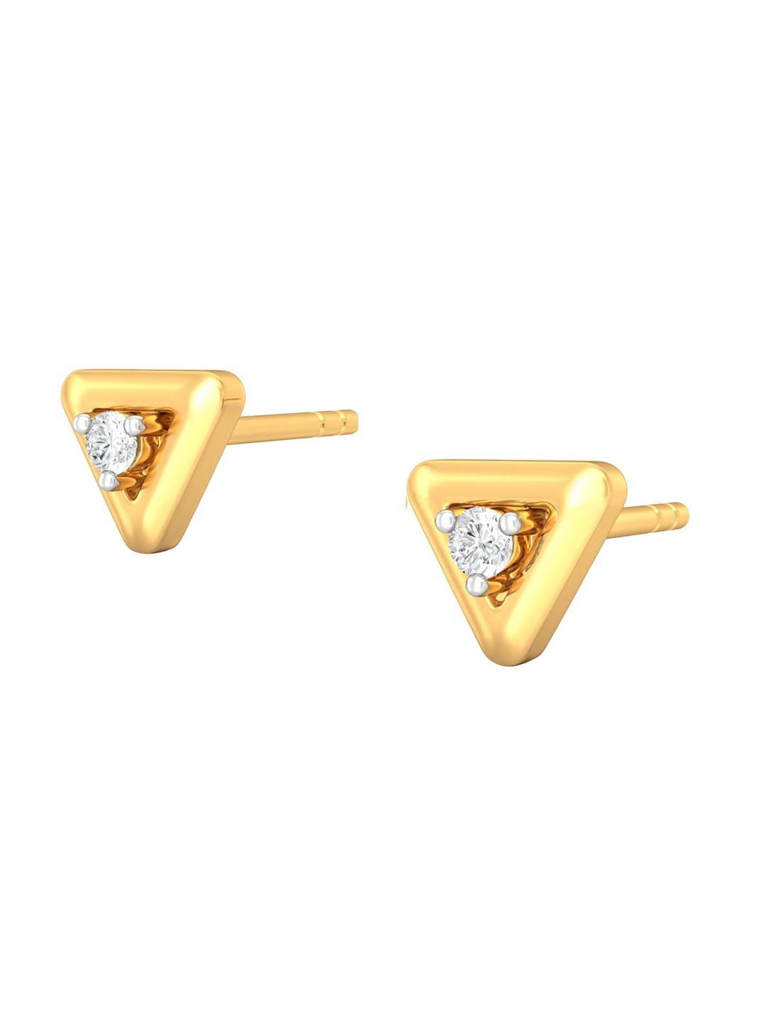 

MELORRA Center of Attraction Diamond-Studded Rhodium-Plated 18KT Gold Stud Earrings-0.92gm