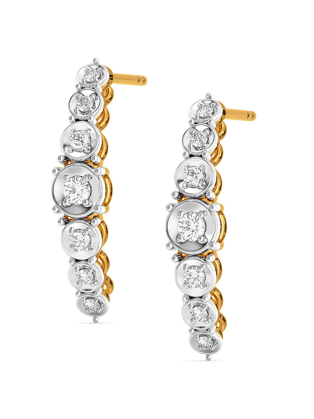 

MELORRA Chic N Pomp 18KT Gold & White Gold Diamond J-Hoop Earrings-2.8gm