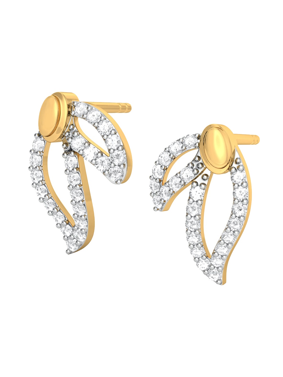 

MELORRA Double Daze Rhodium-Plated 18KT Gold Diamond Stud Earrings-2.12gm