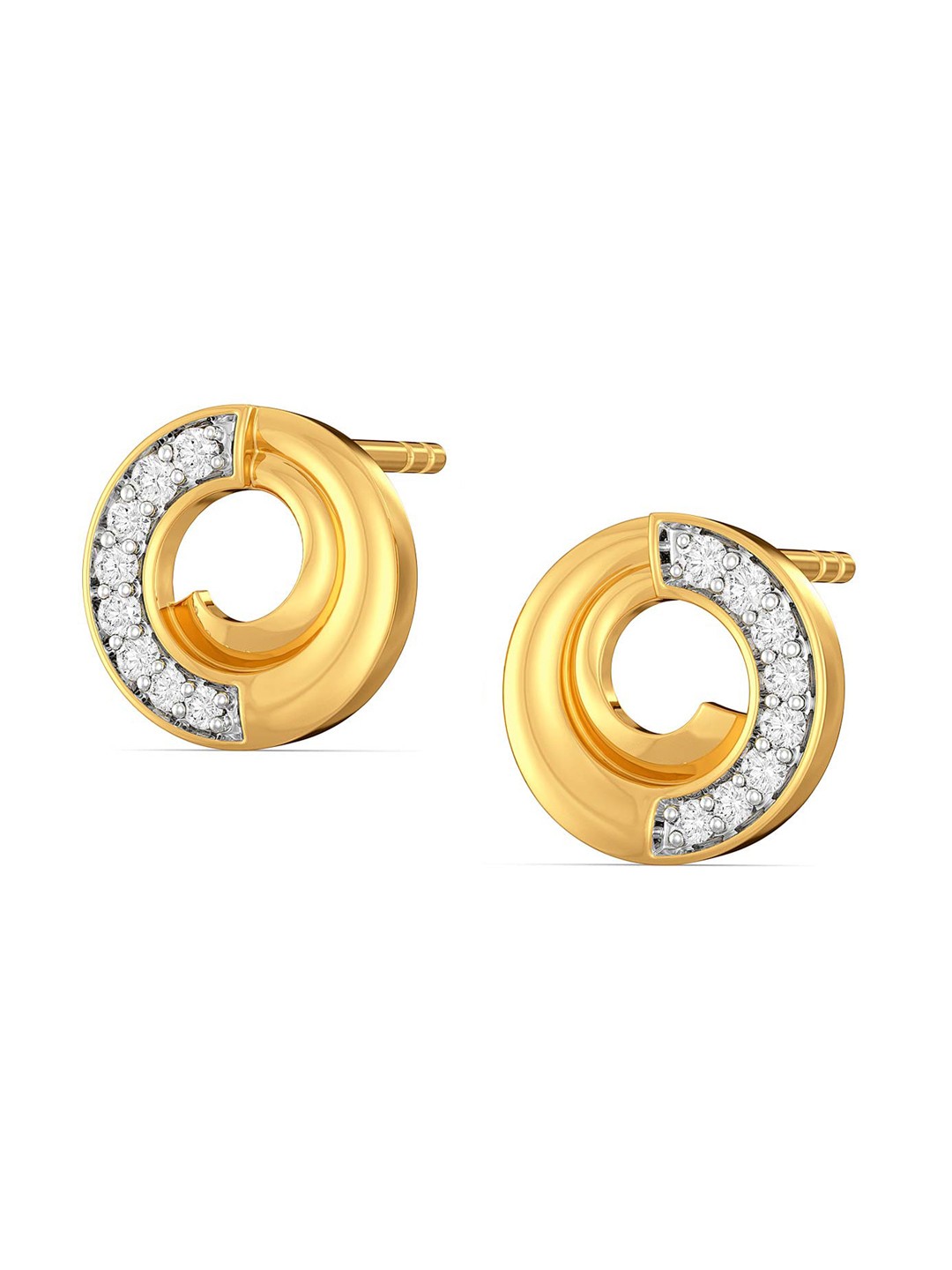 

MELORRA Glow N Glimpse Diamond-Studded Rhodium-Plated 18KT Gold Studs Earrings- 2.24gm