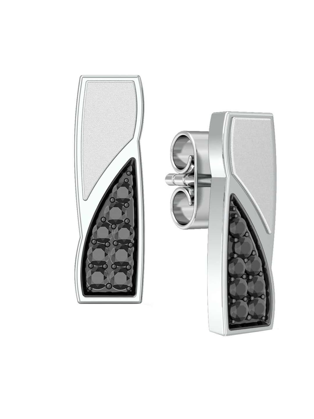 

MELORRA Matchstick Diamond-Studded 18KT White Gold Studs Earrings- 2.81 gm, Metallic