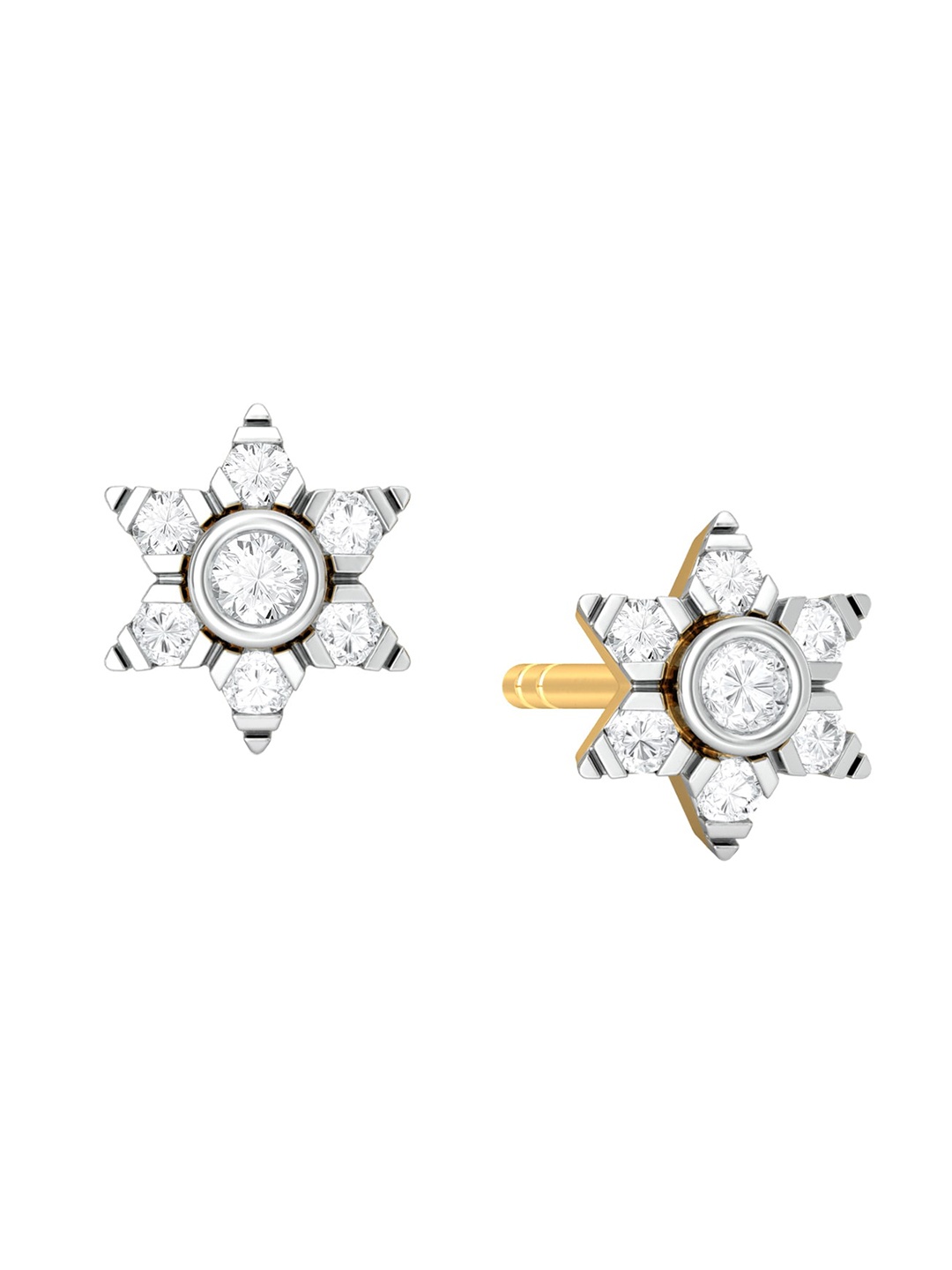

MELORRA Stellar Teller Diamond-Studded Rhodium-Plated 18KT Gold Studs Earrings- 1.55 gm