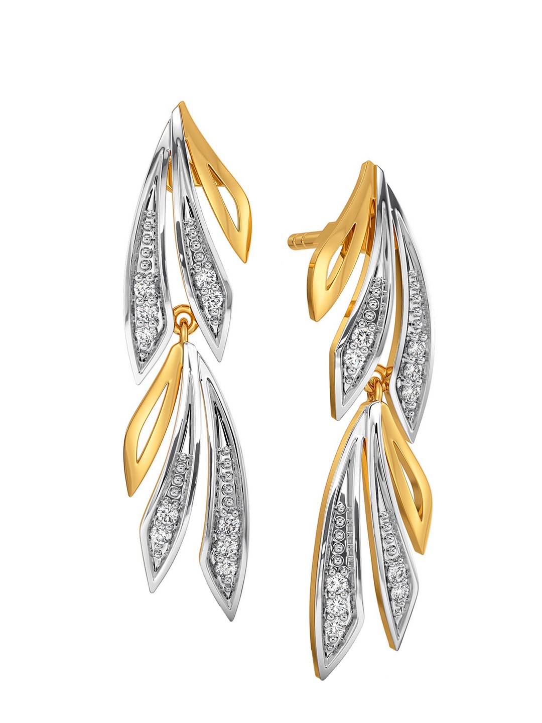 

MELORRA Vision in White Diamond-Studded Rhodium-Plated 18KT Gold Drop Earrings- 3.33 gm