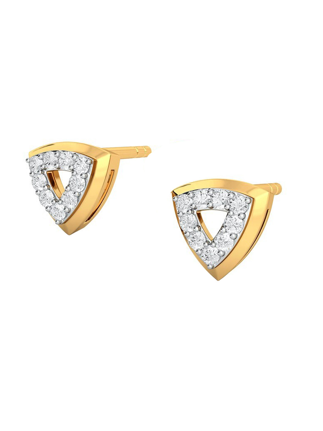 

MELORRA Cutsy Curtsy Diamond-Studded Rhodium-Plated 18KT Gold Stud Earrings-1.95gm