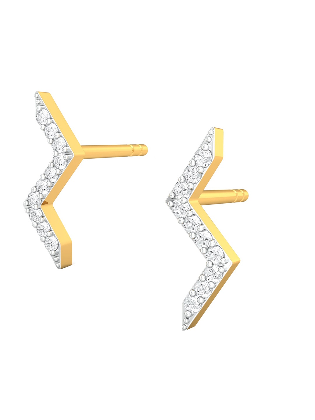 

MELORRA Chevron Bolts 18KT Gold Diamond Stud Earrings-1.3gm