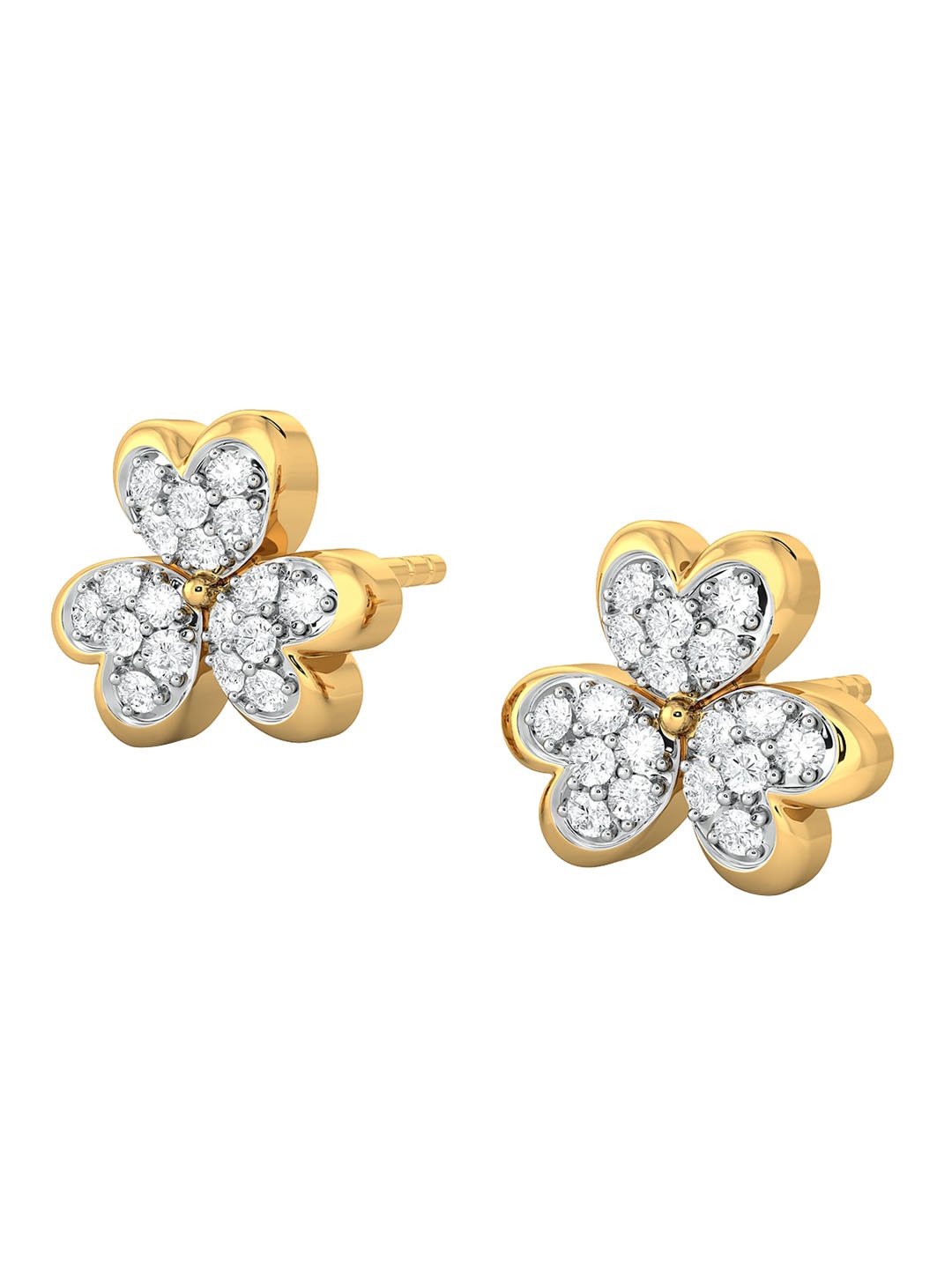 

MELORRA Bloom Zoom Rhodium-Plated 18KT Gold Diamond Stud Earrings-2.53gm