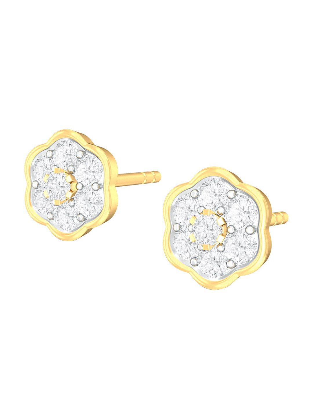 

MELORRA Celestia Rhodium-Plated 18KT Gold Diamond Stud Earrings-1.71gm