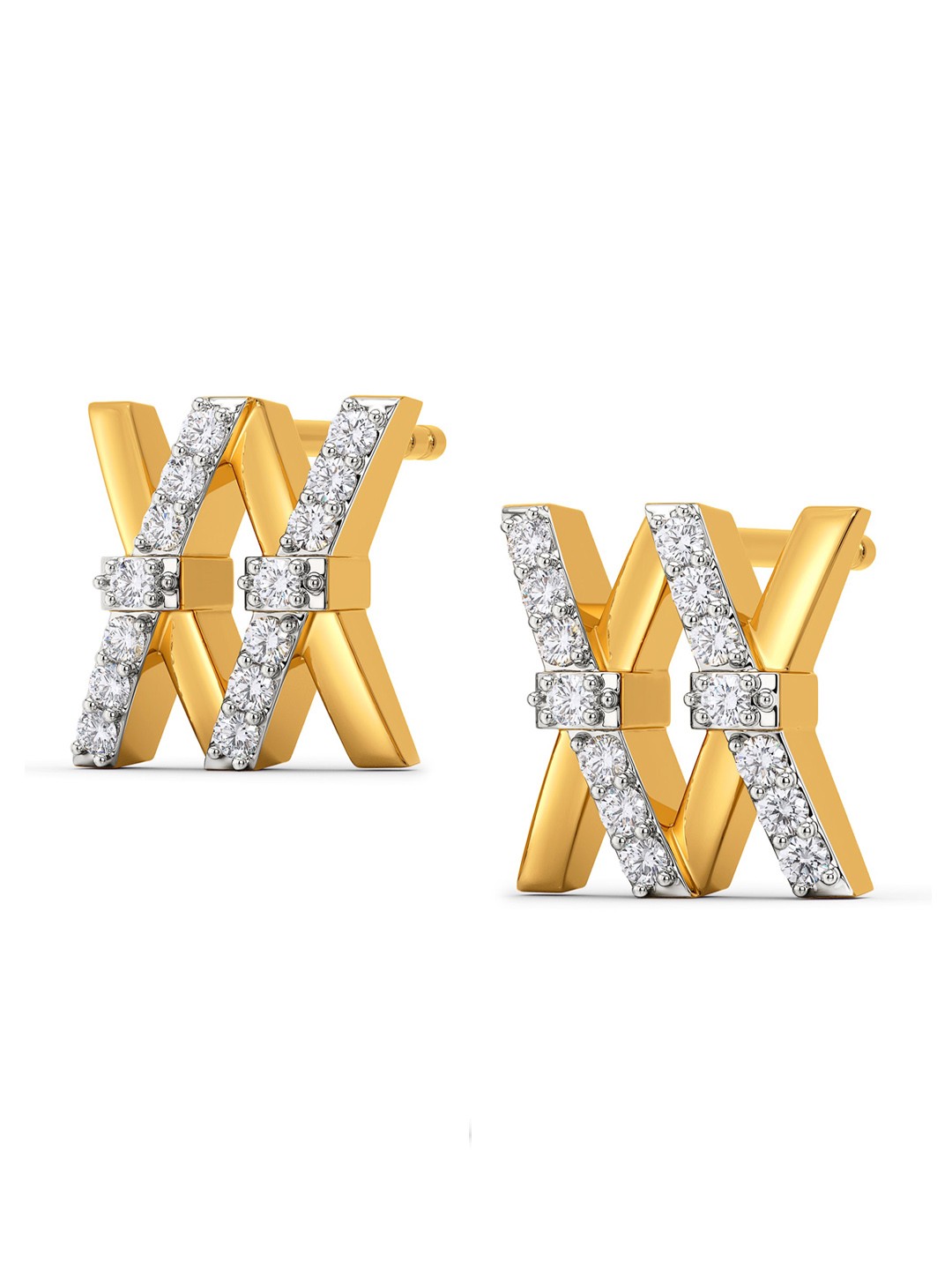 

MELORRA Ode To Bow Rhodium-Plated 18KT Gold Diamond Stud Earrings-2.97gm