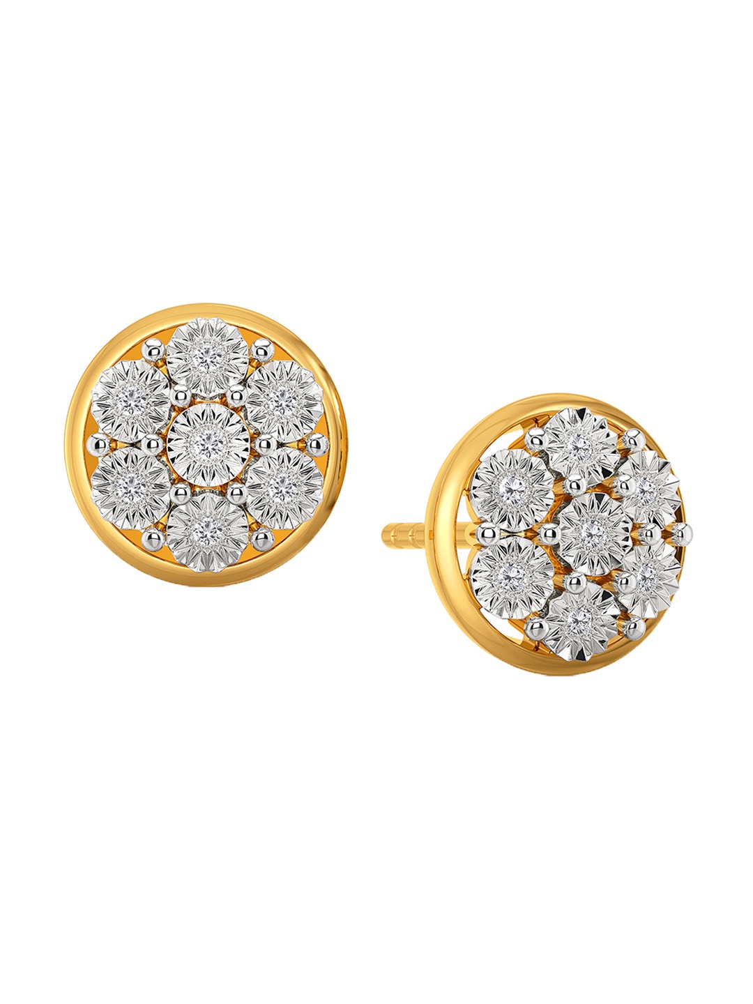 

MELORRA Glitz Glory Diamond-Studded Rhodium-Plated 18KT Gold Studs Earrings- 3.22 gm