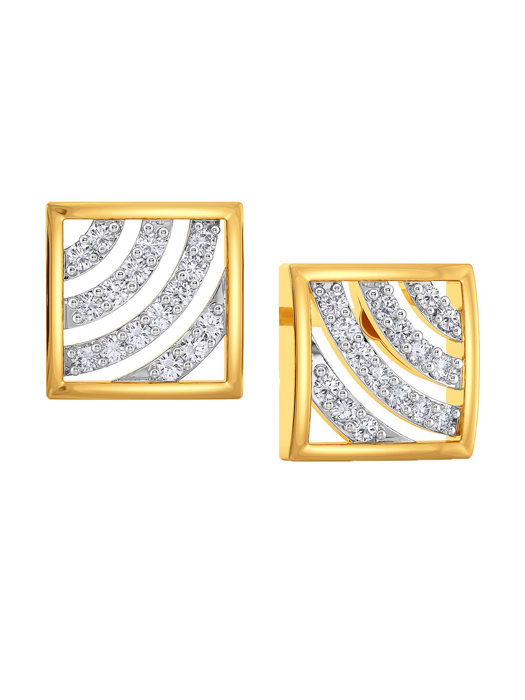 

MELORRA Paris Vibes Diamond-Studded Rhodium-Plated 18KT Gold Studs Earrings- 2.93 gm