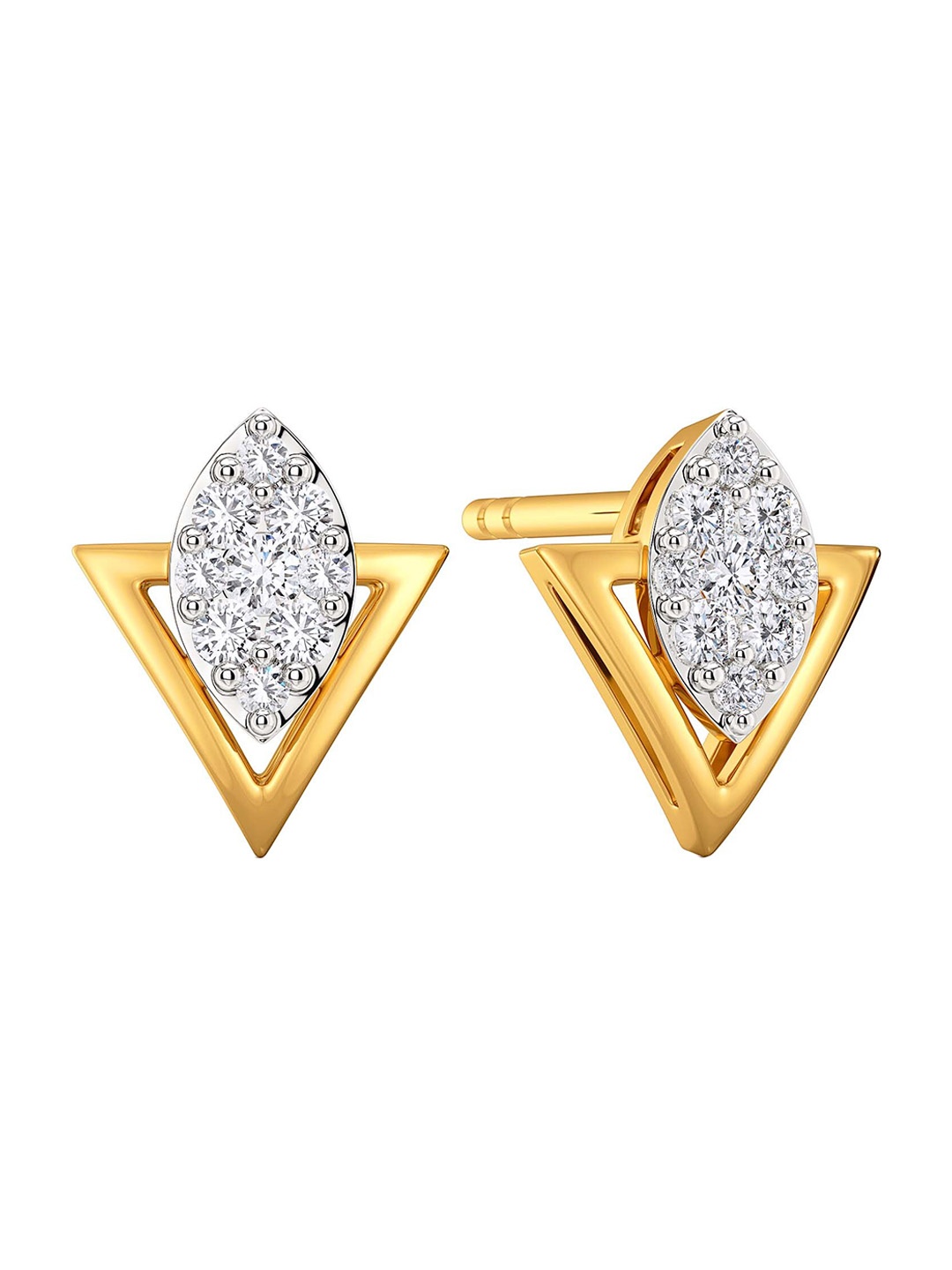 

MELORRA Rhomb Reasons Rhodium-Plated 18KT Gold Diamond Stud Earring-1.35gm