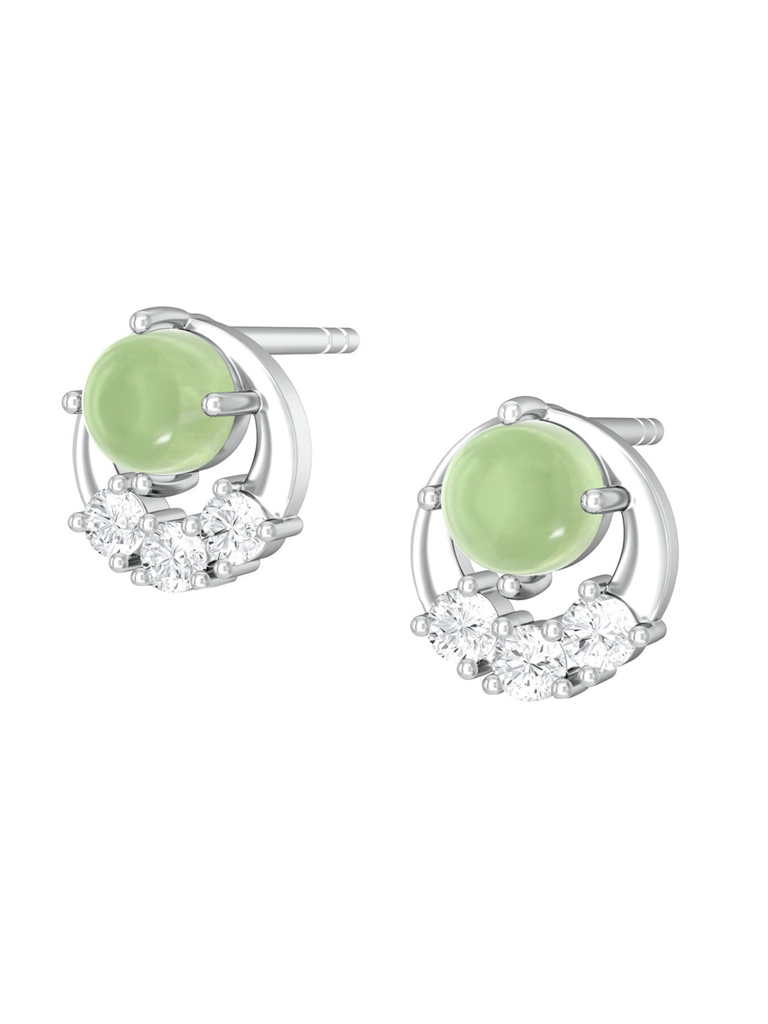 

MELORRA Green Sheen 18KT White gold Diamond Stud Earrings-2.08gm, Silver