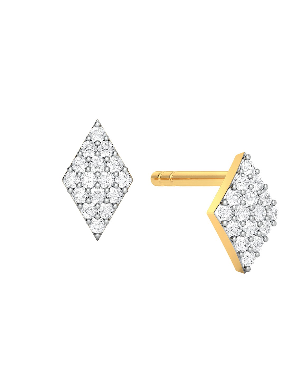 

MELORRA Equally Fab Diamond-Studded Rhodium-Plated 18KT Gold Studs Earrings- 1.15 gm