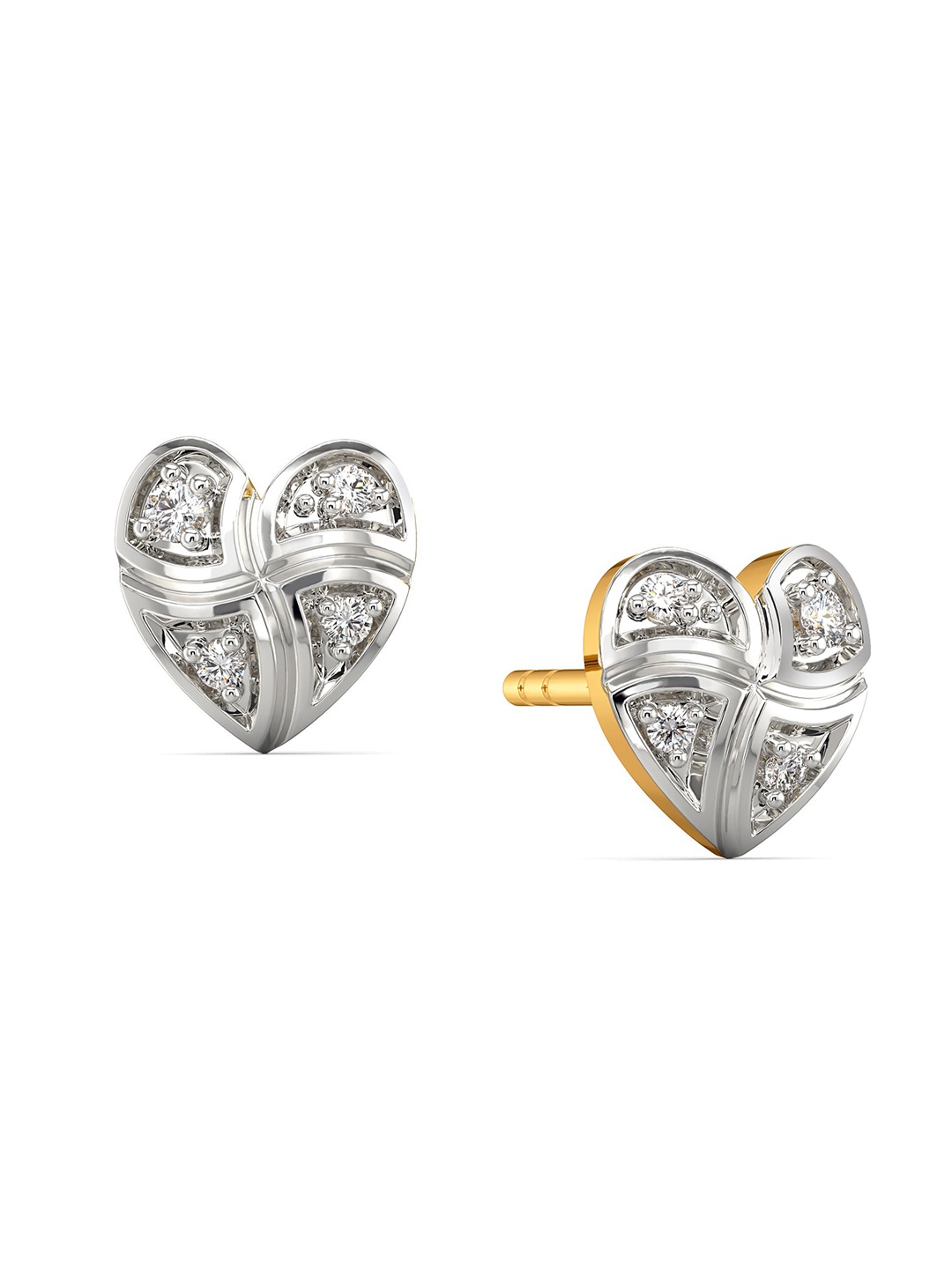 

MELORRA Check Day Out Diamond-Studded Rhodium-Plated 18KT Gold Studs Earrings- 1.66 gm