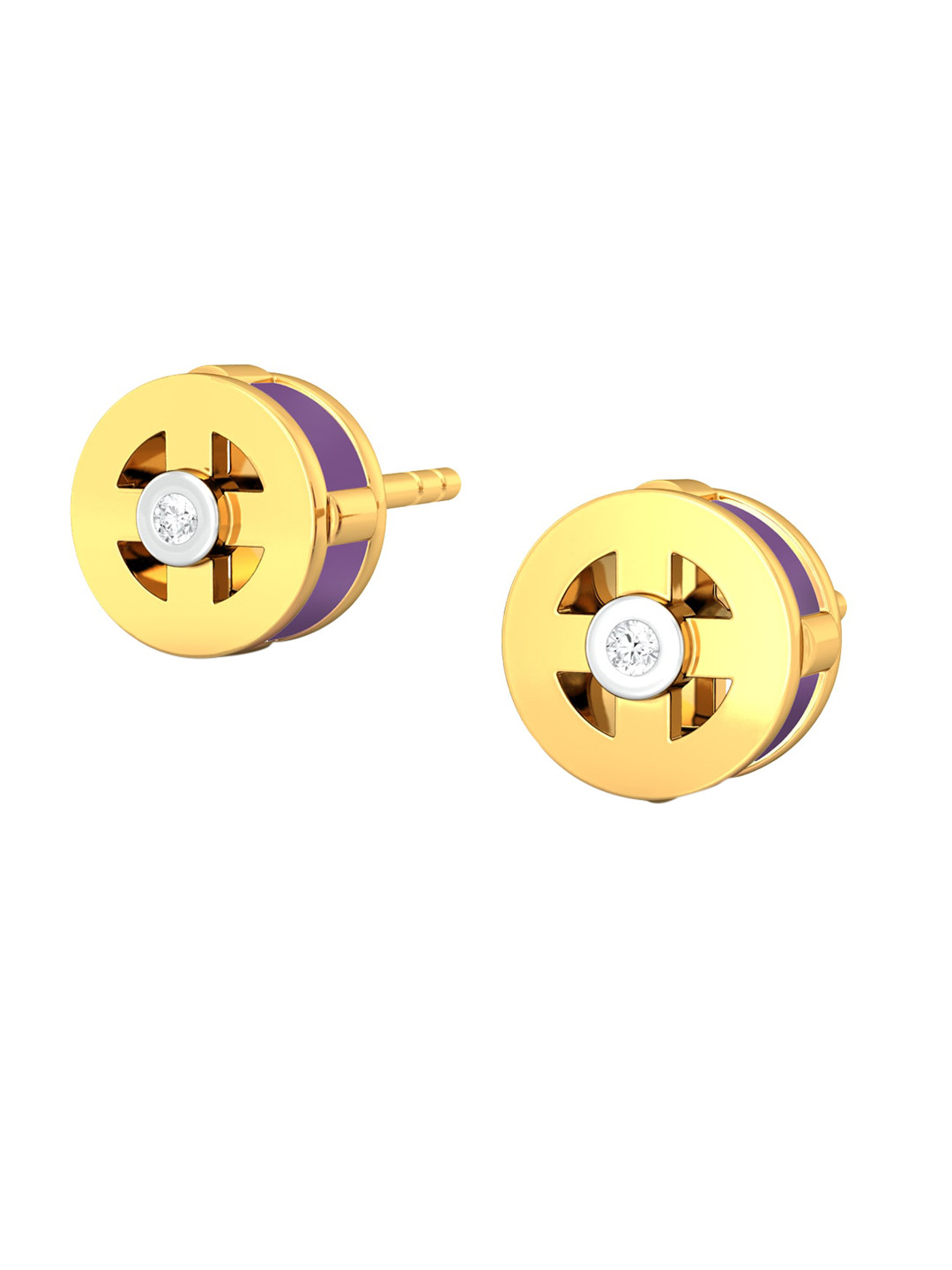 

MELORRA Wheel of Fortune Diamond-Studded Rhodium-Plated 18KT Gold Stud Earrings-2.84gm