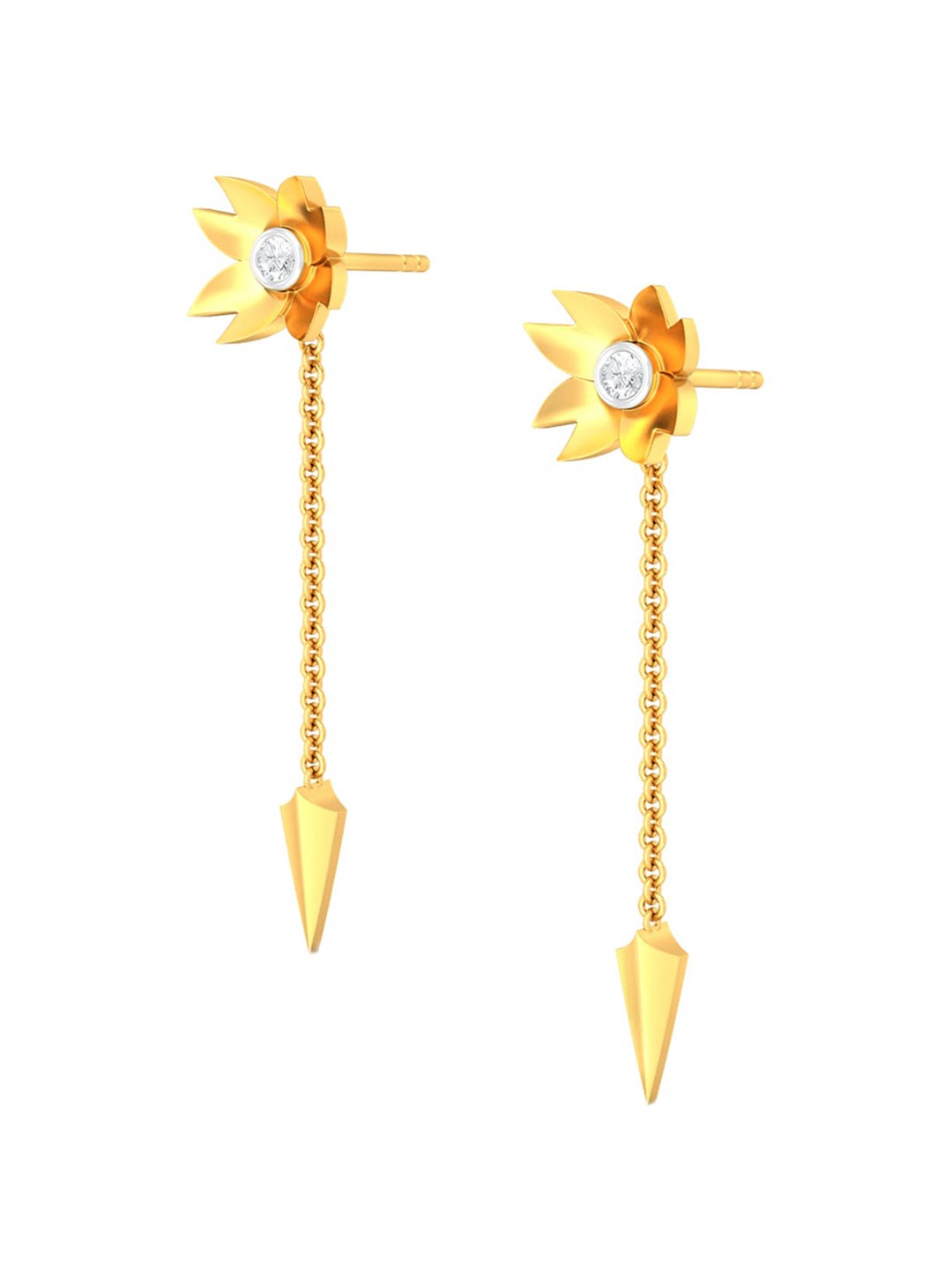 

MELORRA Roesia Diamond-Studded Rhodium-Plated 18KT Gold Drop Earrings-3.9gm