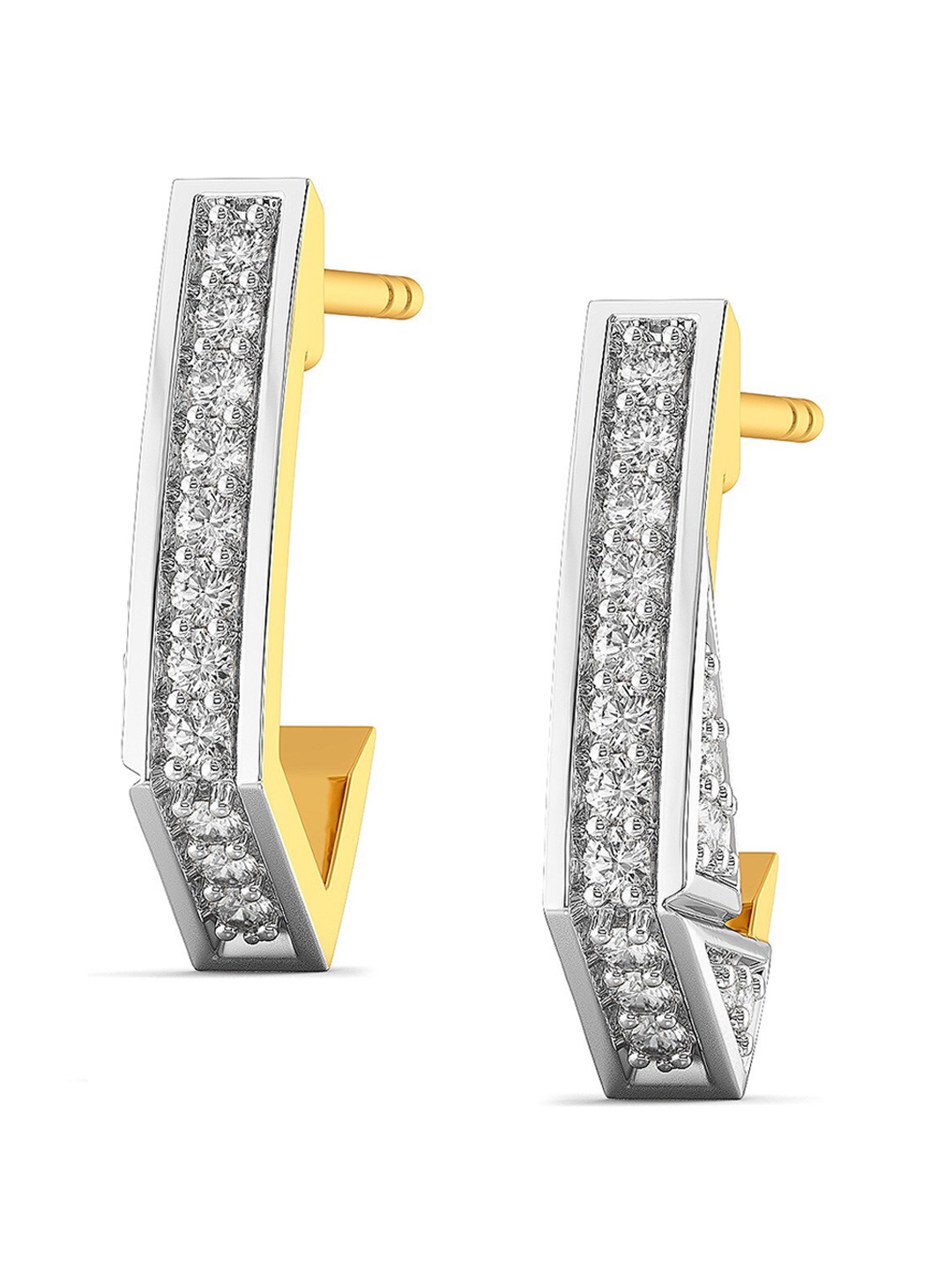 

MELORRA Grey Scale Rhodium-Plated Diamond-Studded 18KT Gold Earrings - 2.35 gm