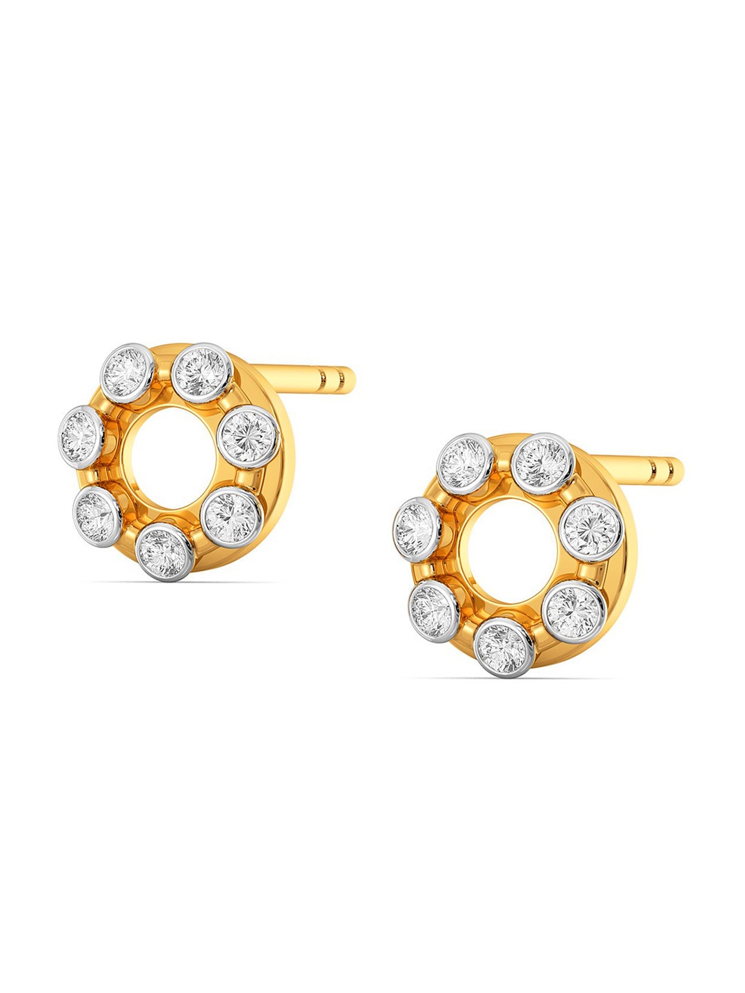 

MELORRA Hoop Loop Rhodium-Plated 18KT Gold Diamond Stud Earrings-1.97gm