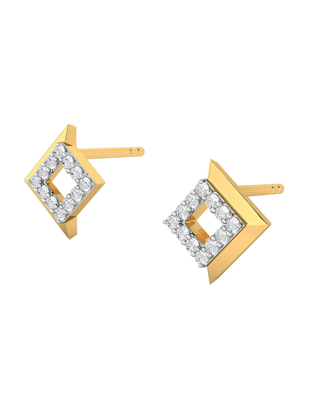 

MELORRA Socket Chic Rhodium-Plated 18KT Gold Diamond Earrings-1.44gm