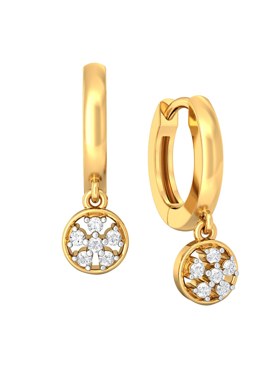 

MELORRA Wheel Deal Diamond-Studded Rhodium-Plated 18KT Gold Hoop Earrings- 3.48 gm