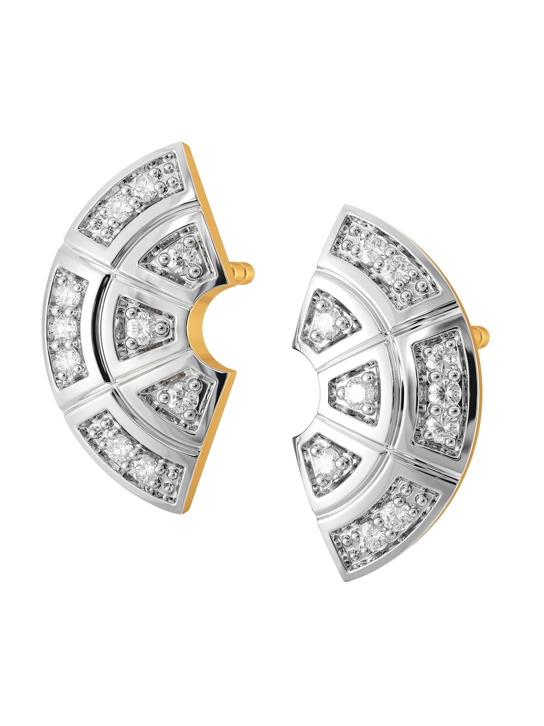 

MELORRA Checks Club Rhodium-Plated 18KT Gold Diamond Stud Earrings-2.31gm