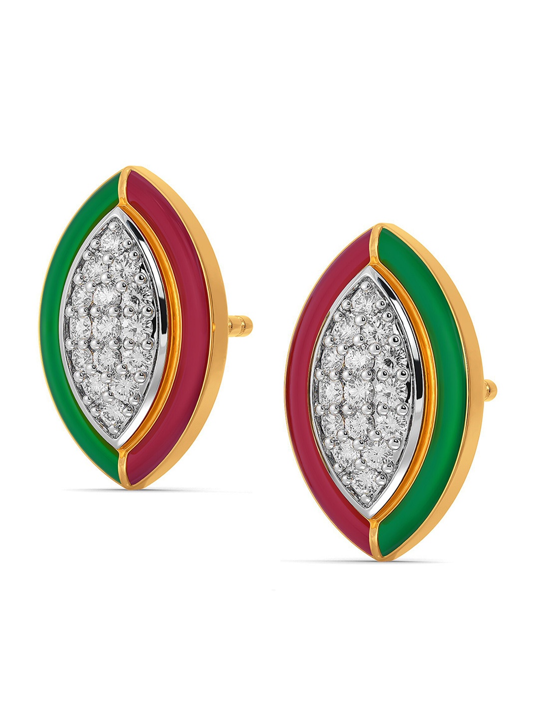 

MELORRA Sporty Formals Rhodium-Plated 18KT Gold Diamond Stud Earrings-3.62gm