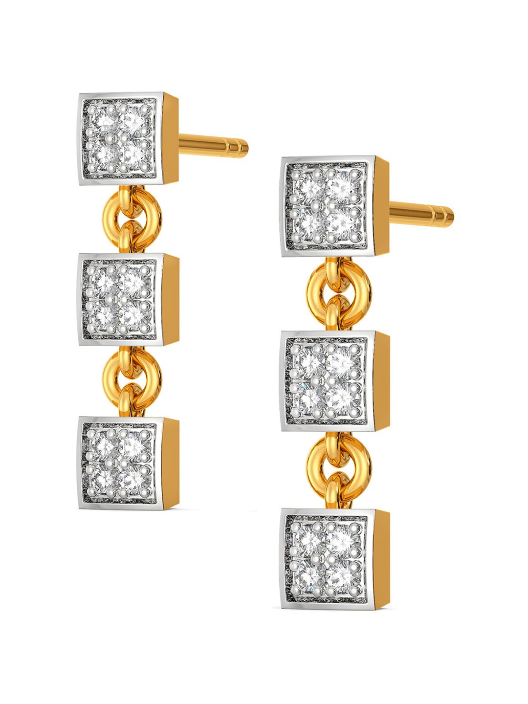 

MELORRA The Cubic Crew Rhodium-Plated 18KT Gold Diamond Dangle Earring-2.78gm