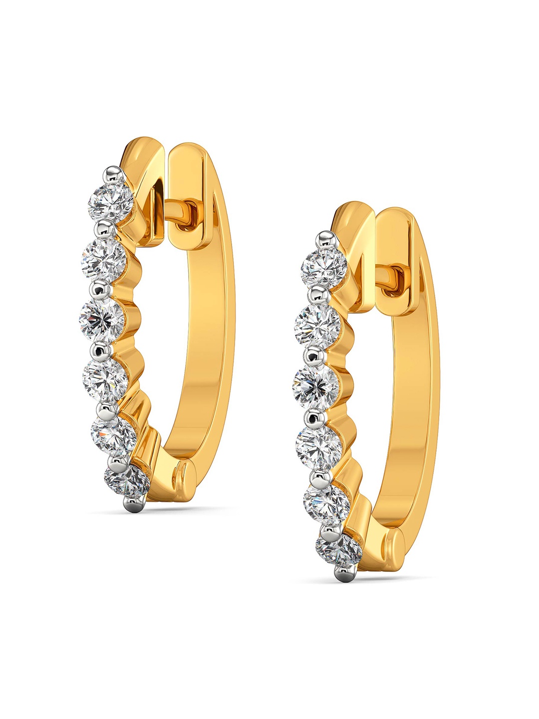 

MELORRA Minimally Yours 18KT Gold Diamond Hoop Earrings-1.89gm