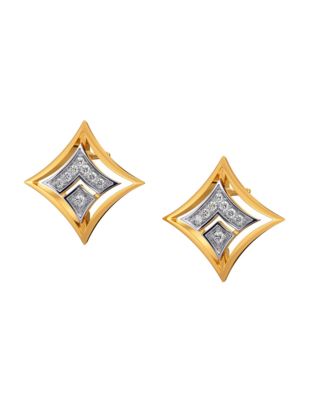 

MELORRA Suave Francais Rhodium-Plated 18KT Gold Diamond Stud Earrings-3.92gm