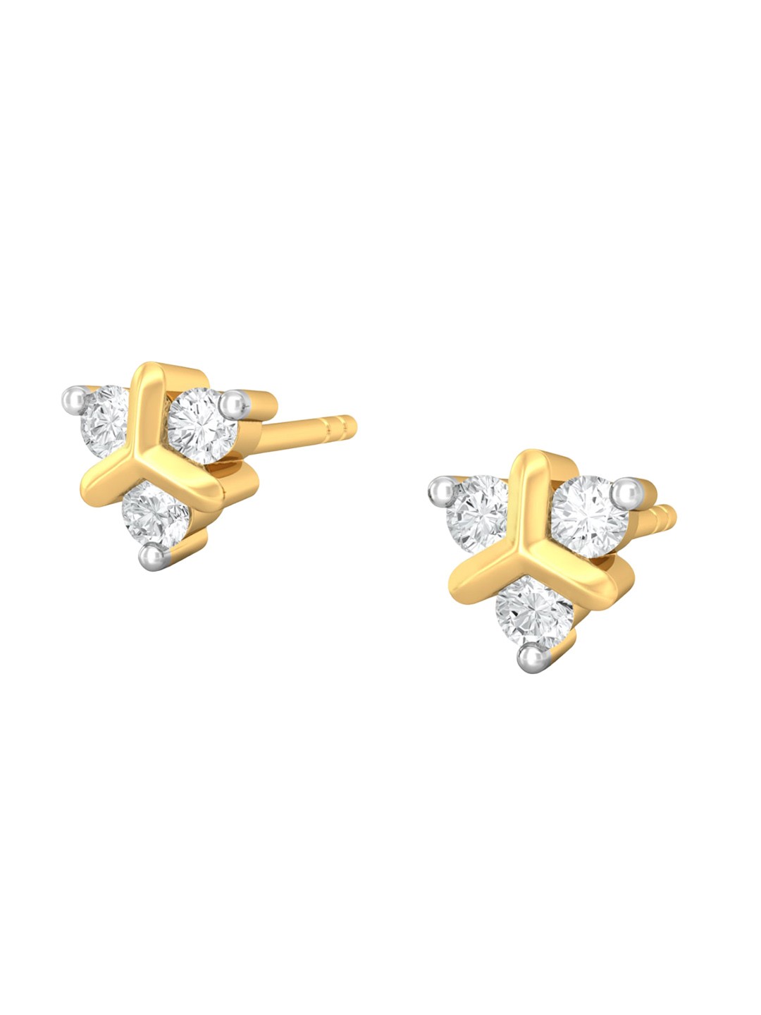 

MELORRA Teeny Troika Rhodium-Plated 18KT Gold Diamond Stud Earrings-1.24gm
