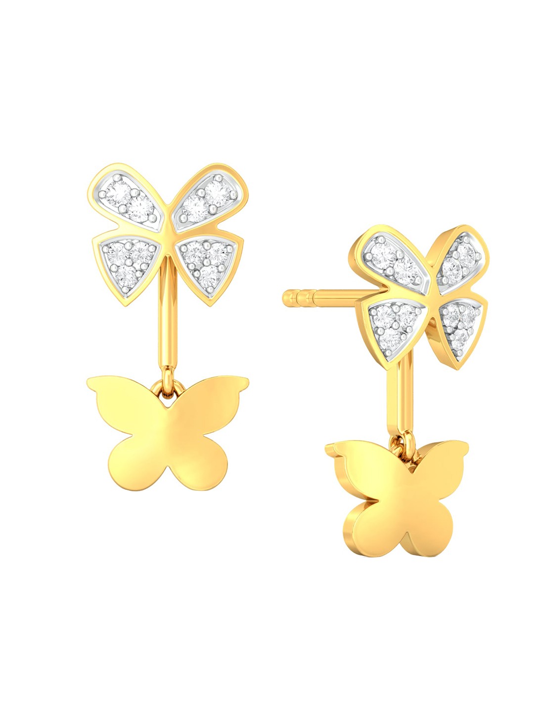 

MELORRA Open Wings 18KT Gold Diamond Earrings-3.15gm