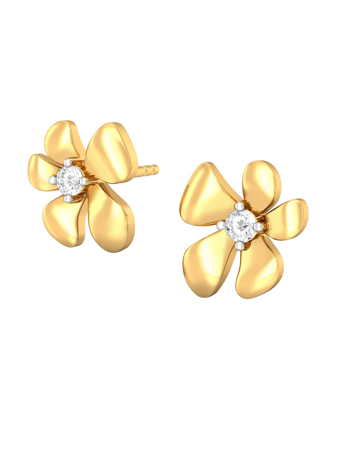 

MELORRA Cosy Posy Rhodium-Plated 18KT Gold Diamond Stud Earrings-2.29gm