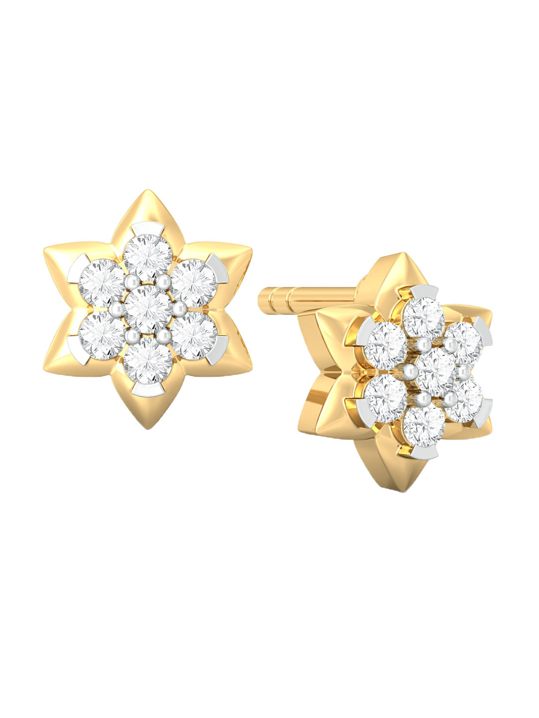

MELORRA Sparkles Diamond-Studded Rhodium-Plated 18KT Gold Stud Earrings-2.12gm