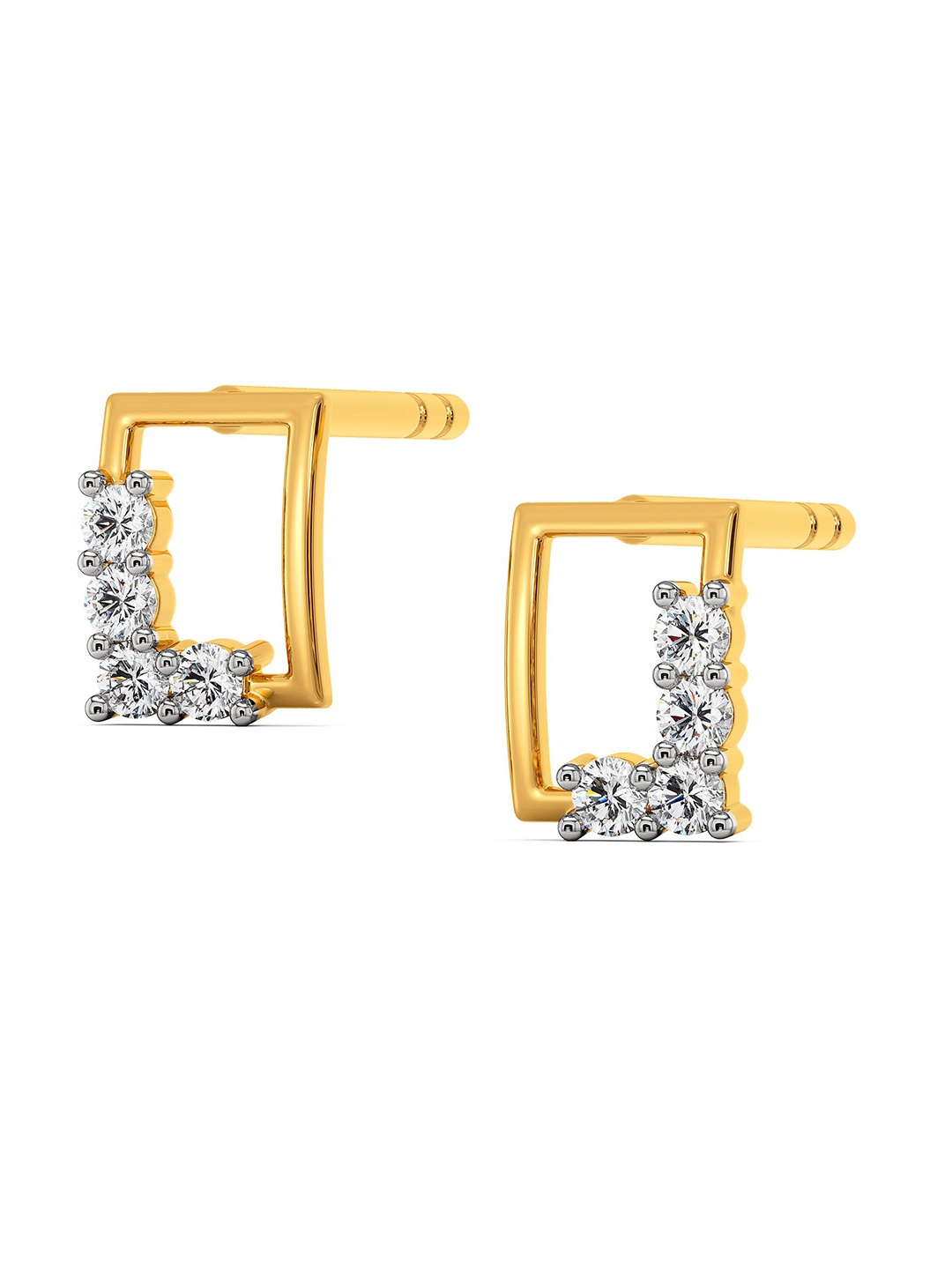 

MELORRA Sail to Square Diamond-Studded Rhodium-Plated 18KT Gold Earrings-1.33gm