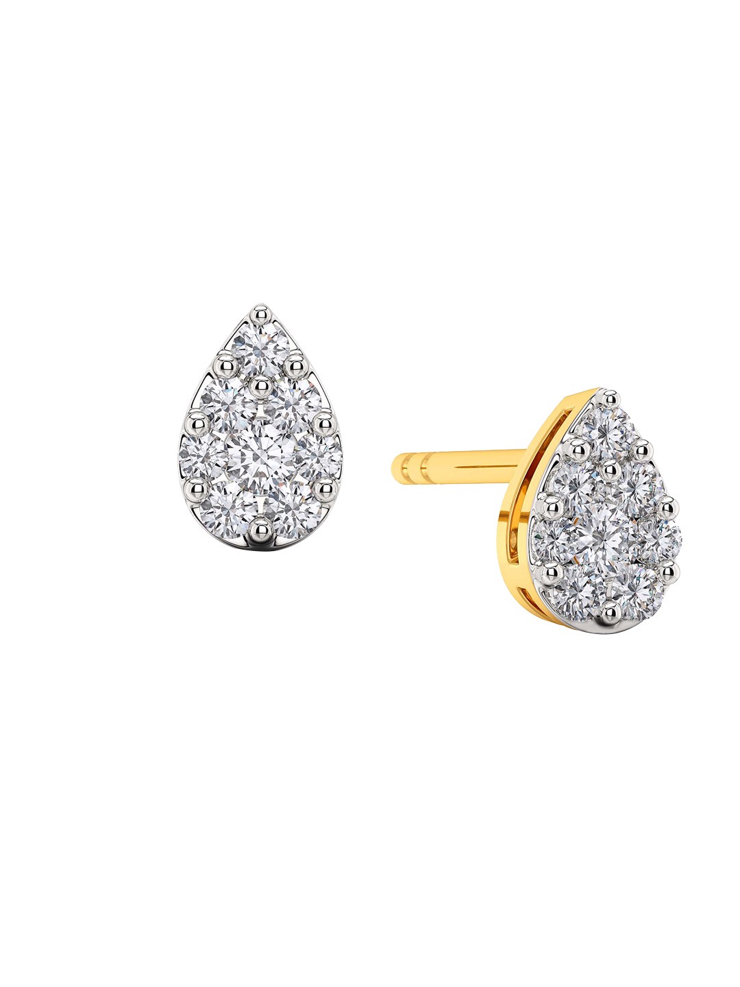 

MELORRA Dribble Dabble Rhodium-Plated 18KT Gold Diamond Stud Earrings-1.12gm