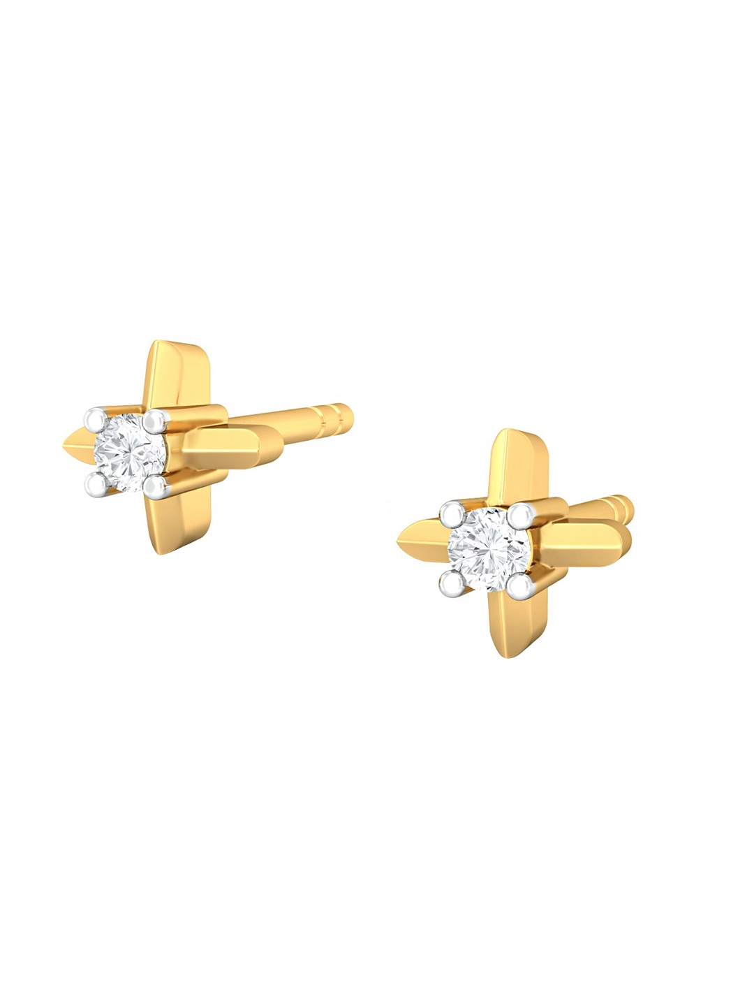 

MELORRA Crossover Gloss Diamond Studded Rhodium plated 18KT Gold Earrings-1.22gm