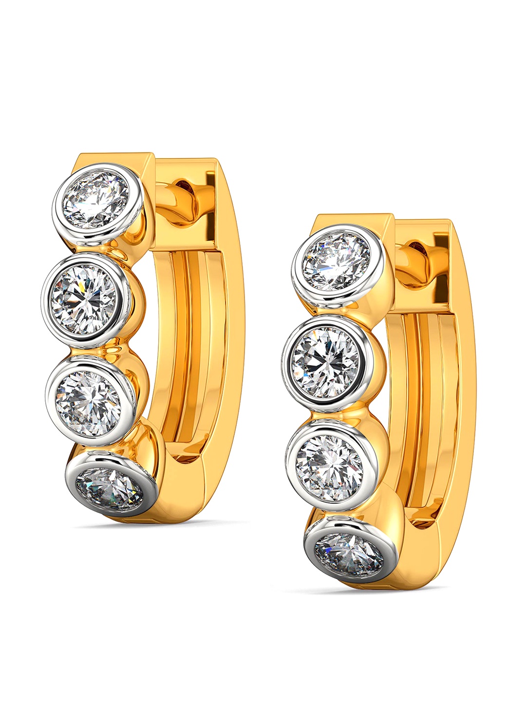 

MELORRA Dabble in Dazzle Rhodium-Plated 18KT Gold Diamond Earrings-2.48gm
