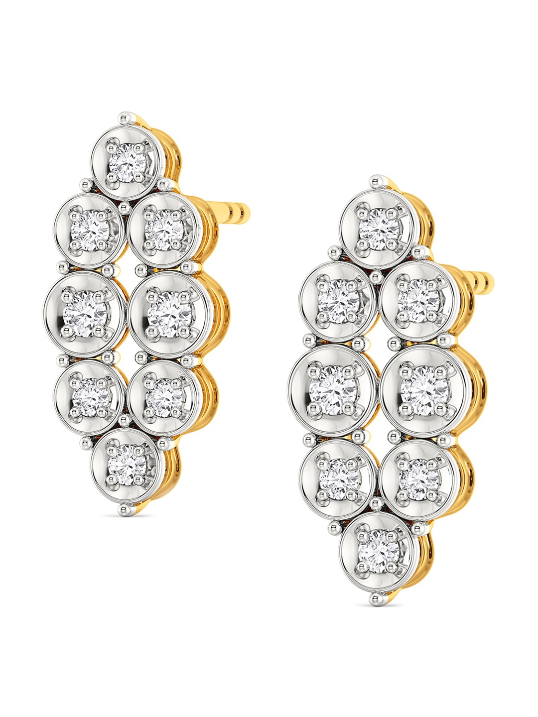 

MELORRA Twinkle Blink Diamond-Studded Rhodium-Plated 18KT Gold Studs Earrings- 2.35 gm