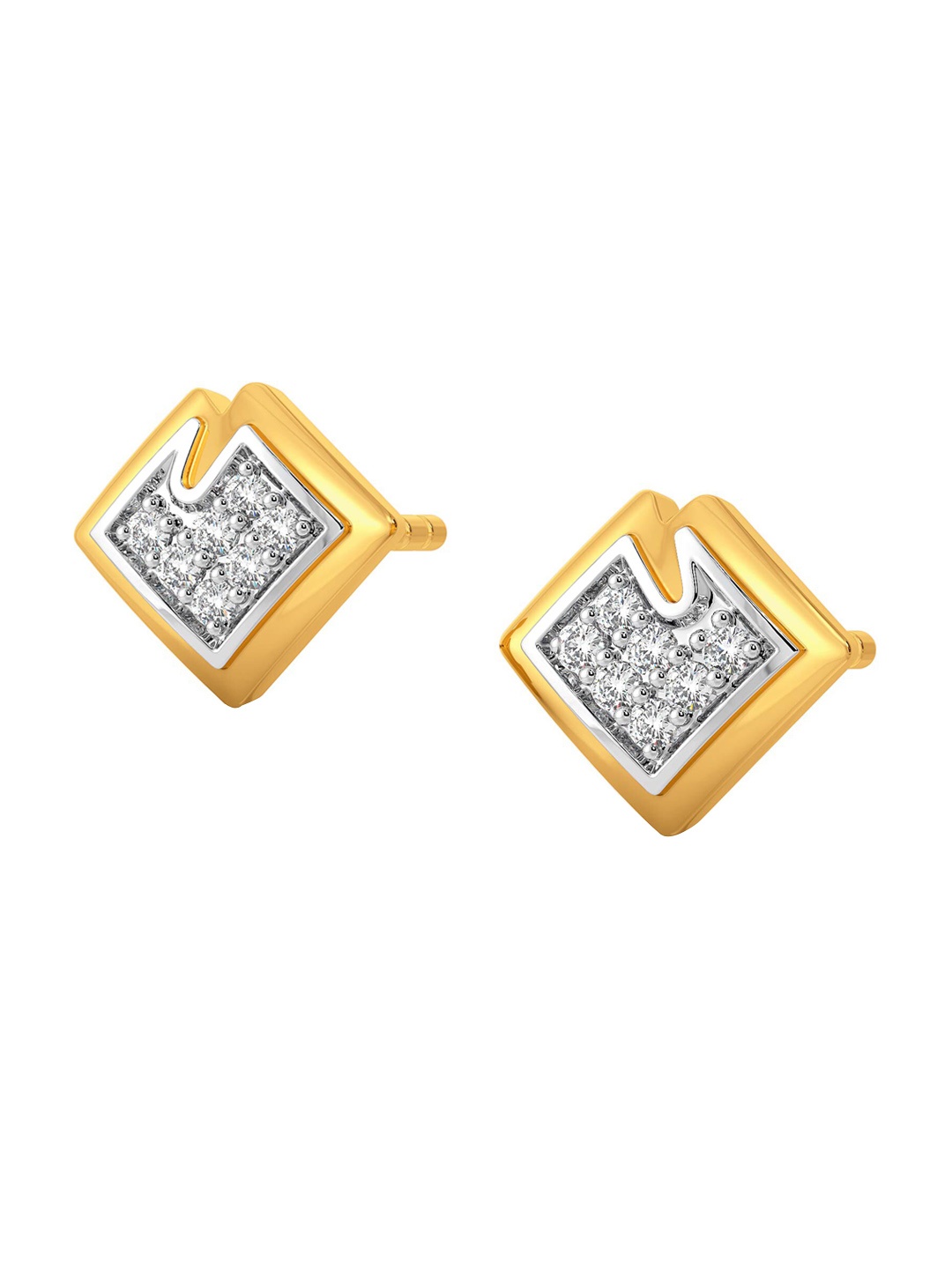 

MELORRA Stun A Fern Rhodium Plated 18KT Gold Diamond Stud Earrings-1.88gm