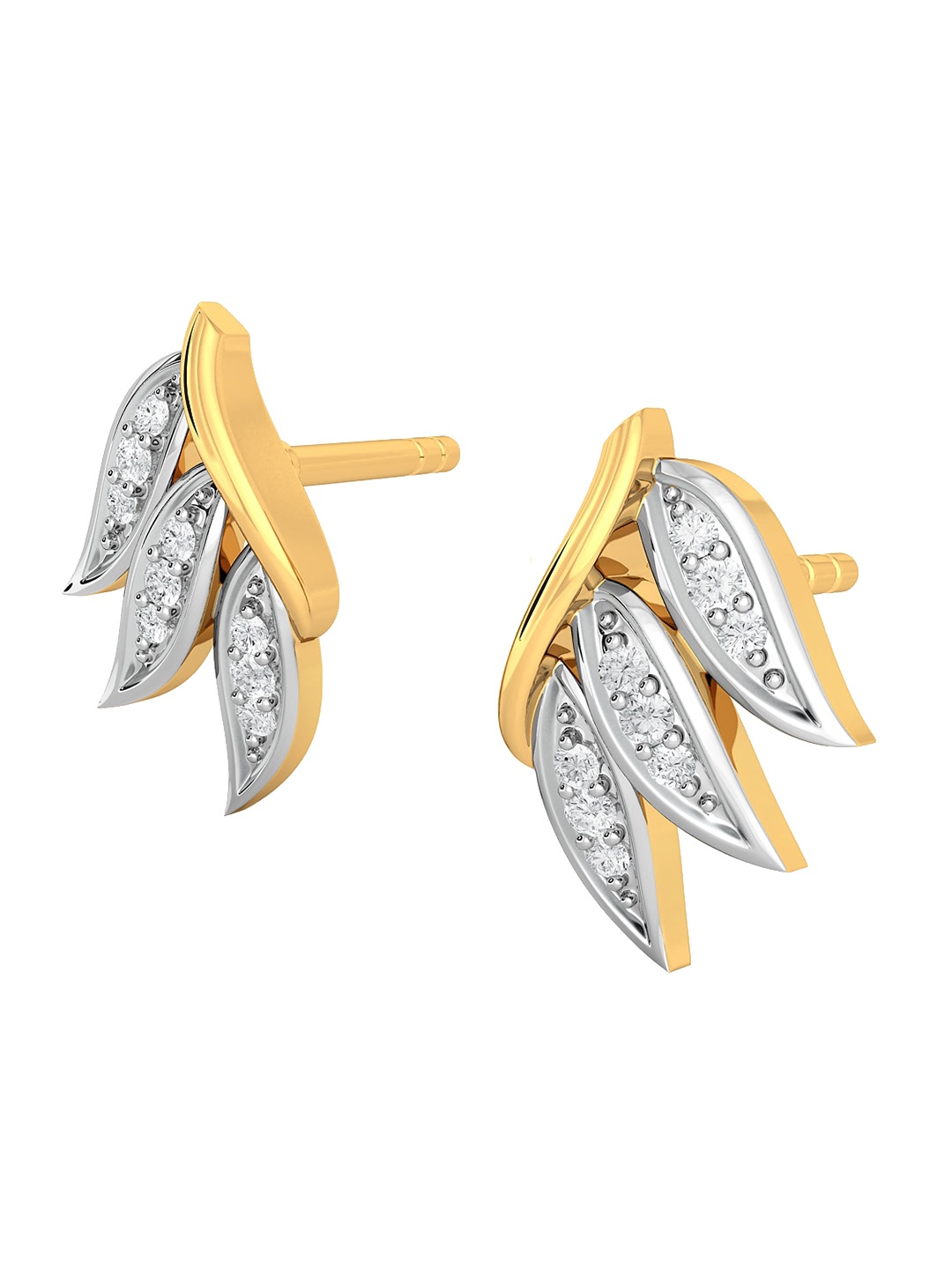 

MELORRA Easy Breezy Rhodium-Plated Diamond-Studded 18KT Gold Stud Earrings-2.88gm
