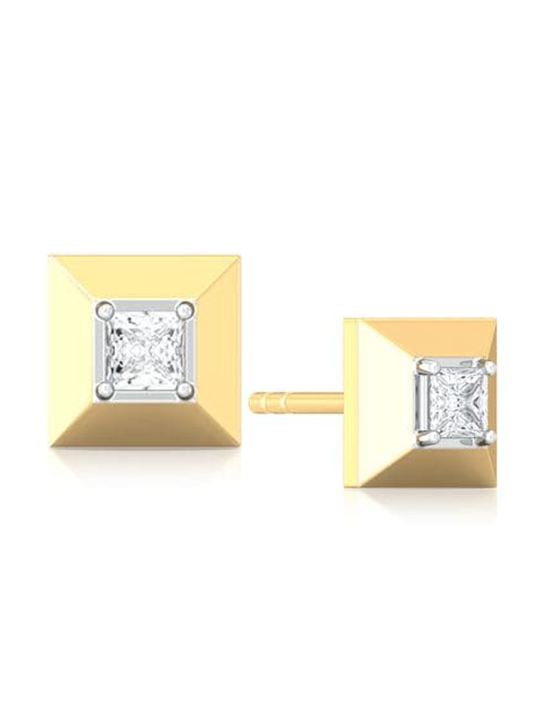 

MELORRA Pyramid Valley Diamond-Studded 18KT Gold Studs Earrings- 2.18 gm